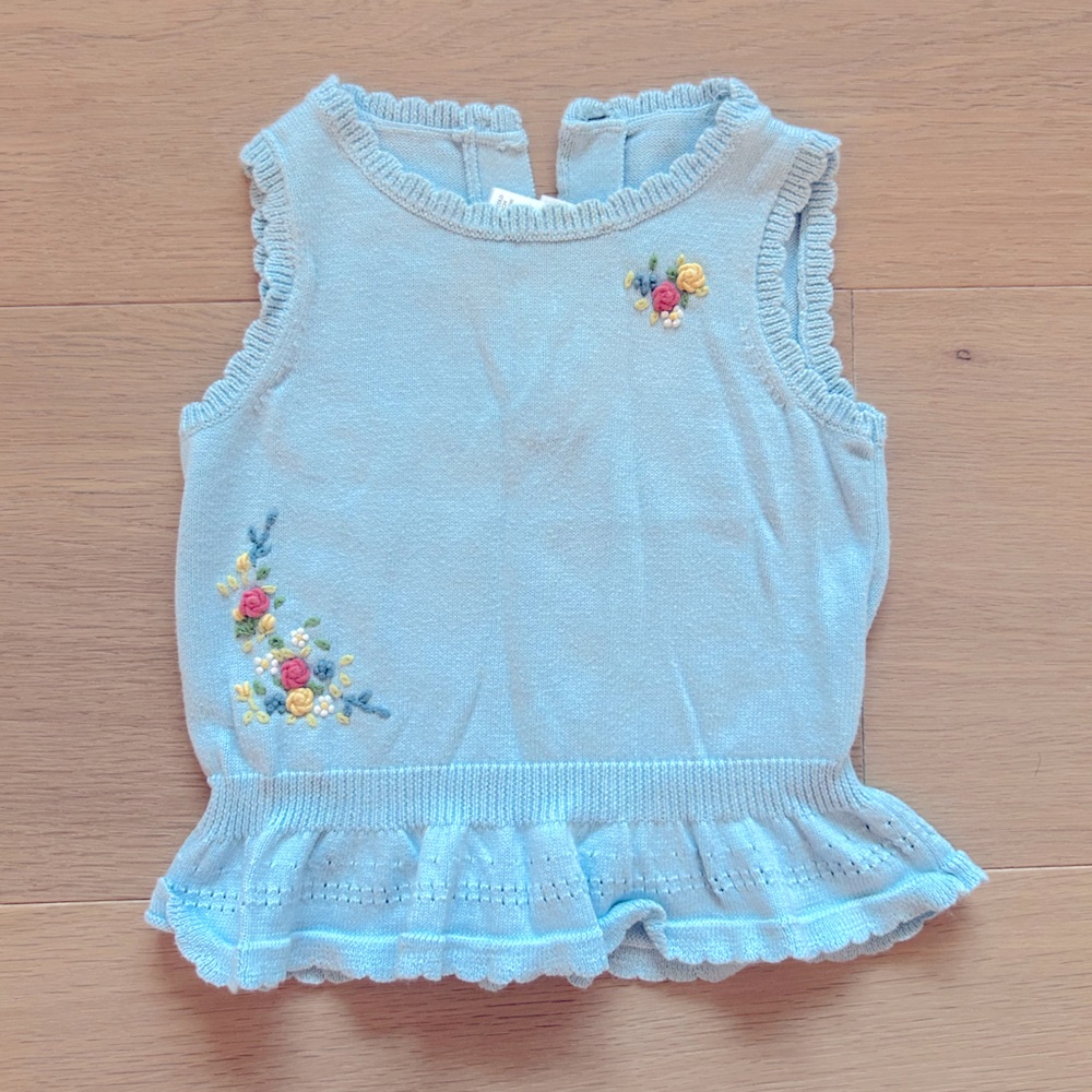 2 JANIE & JACK Items - Floral Embroidered Knit Top & Skirt